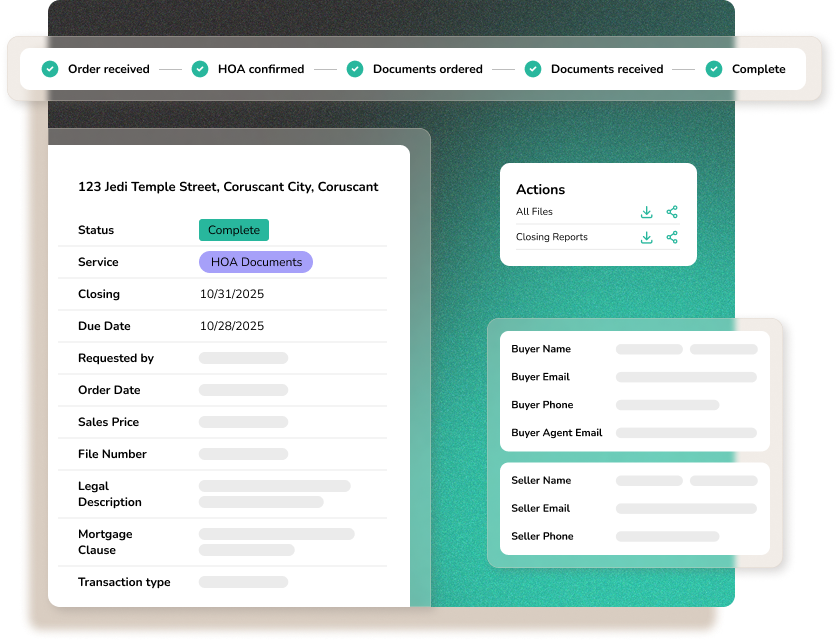 Order view screen