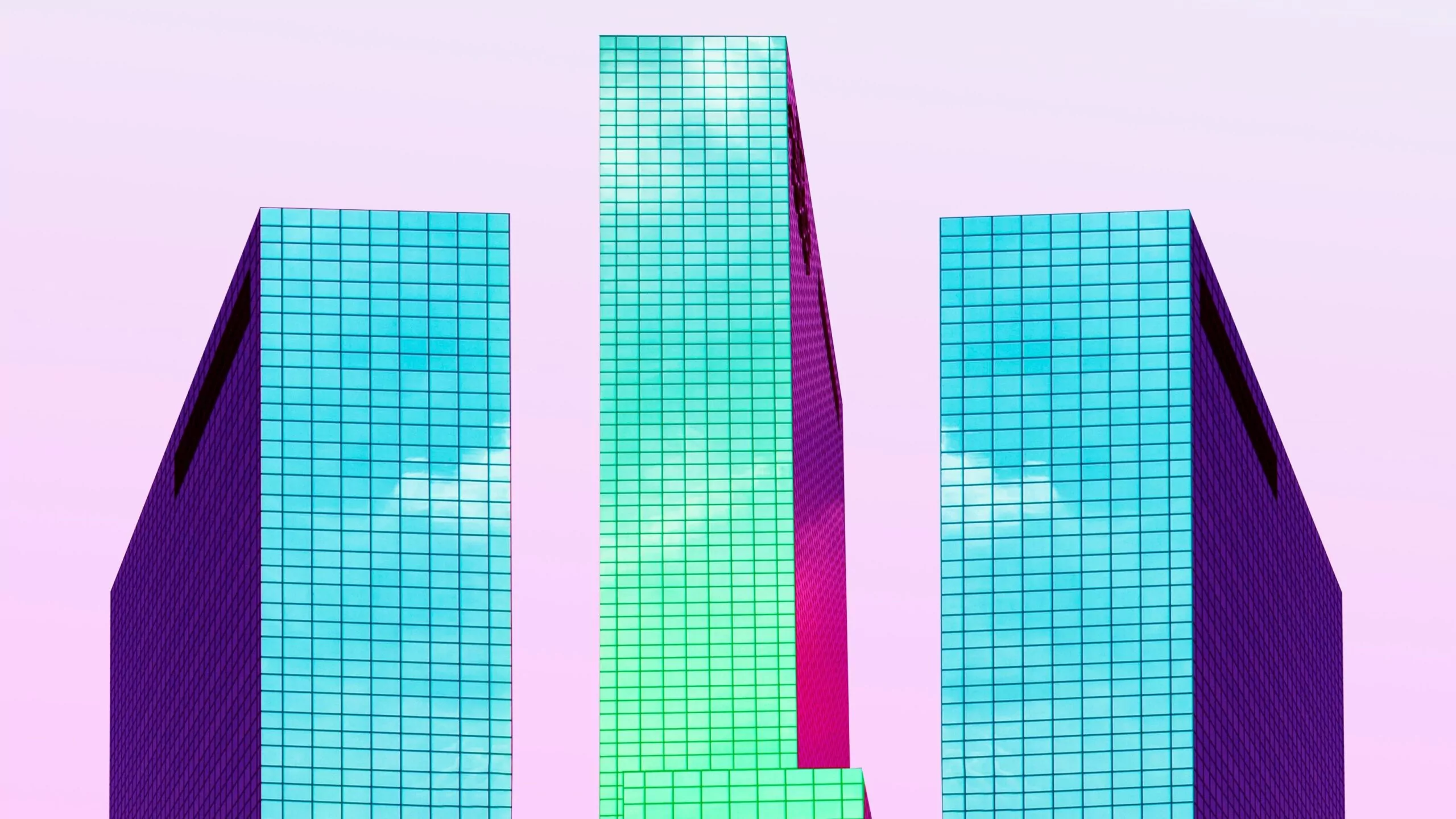 three chameleon colored skyscrapers on blue-pink gradient -types of liens article